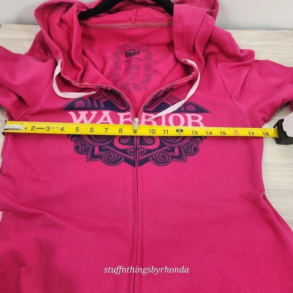 WARRIOR IN PINK Sweatshirt Women's S Pink Hoodie Full Zip Funky/Grudge/Y2K/Retro - Picture 5 of 6